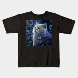 British Shorthair In Enchanted Surrounding Kids T-Shirt